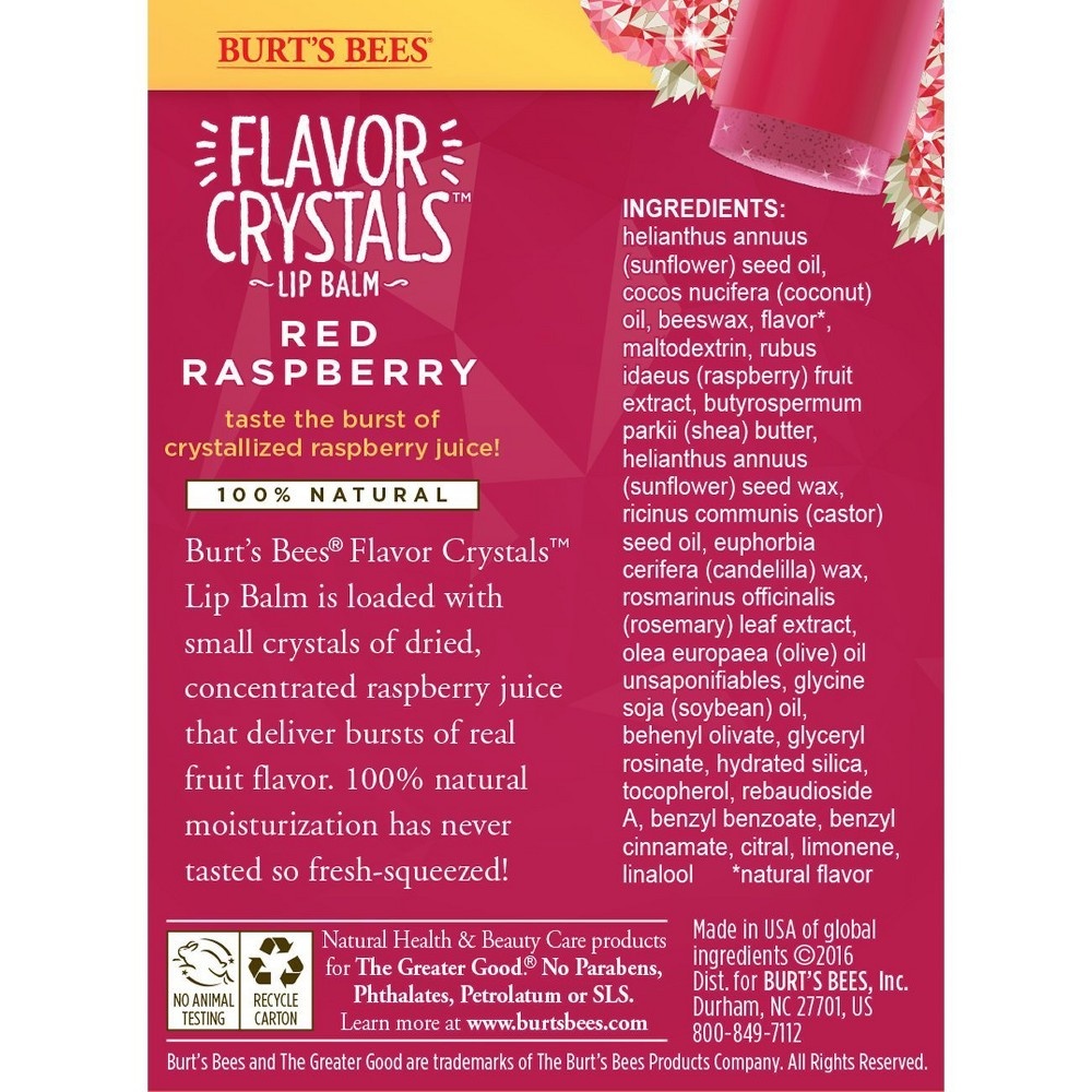 slide 5 of 6, Burt's Bees Flavor Crystals Lip Balm - Red Raspberry, 0.15 oz