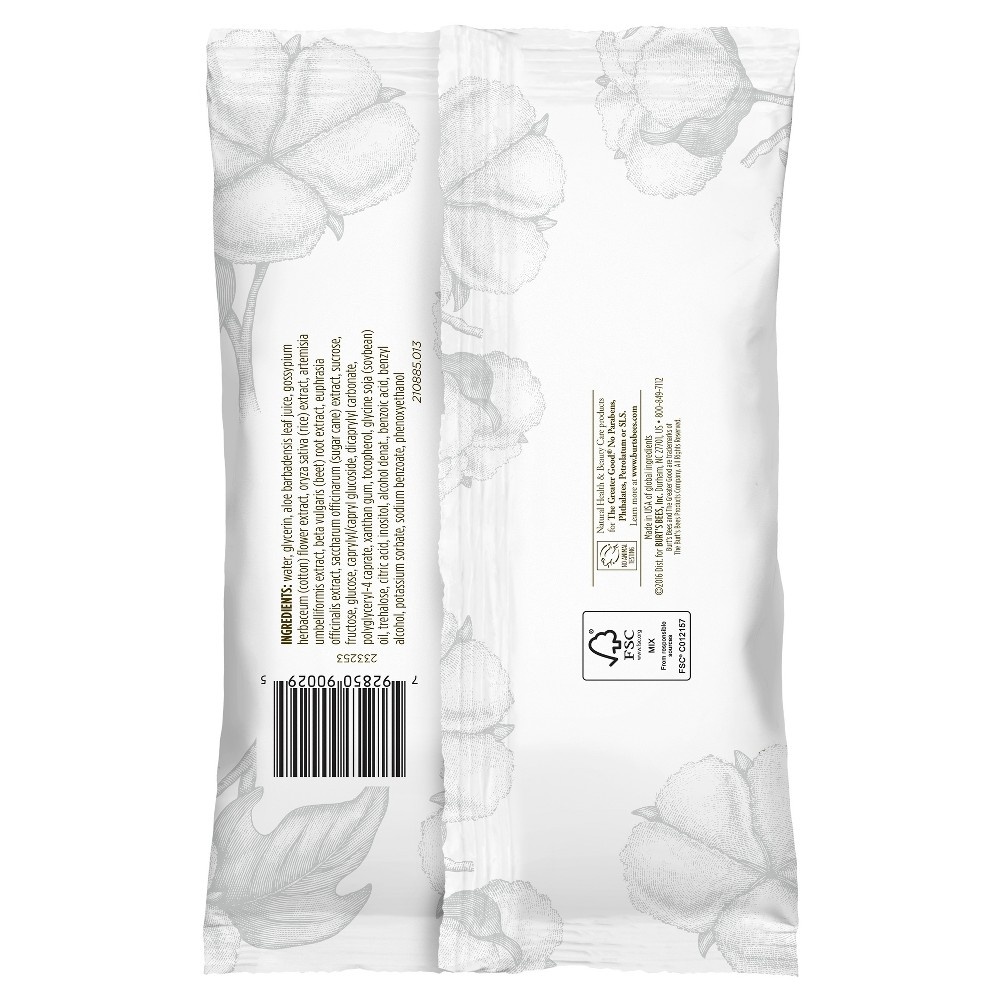 slide 2 of 2, Burt's Bees Sensitive Facial Cleansing Towelettes With Cotton Extract, 10 ct