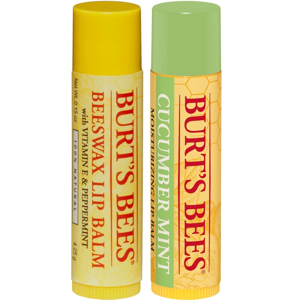 slide 2 of 8, Burt's Bees 100% Natural Moisturizing Lip Balm - Cucumber Mint & Beeswax - 0.30oz, 0.3 oz