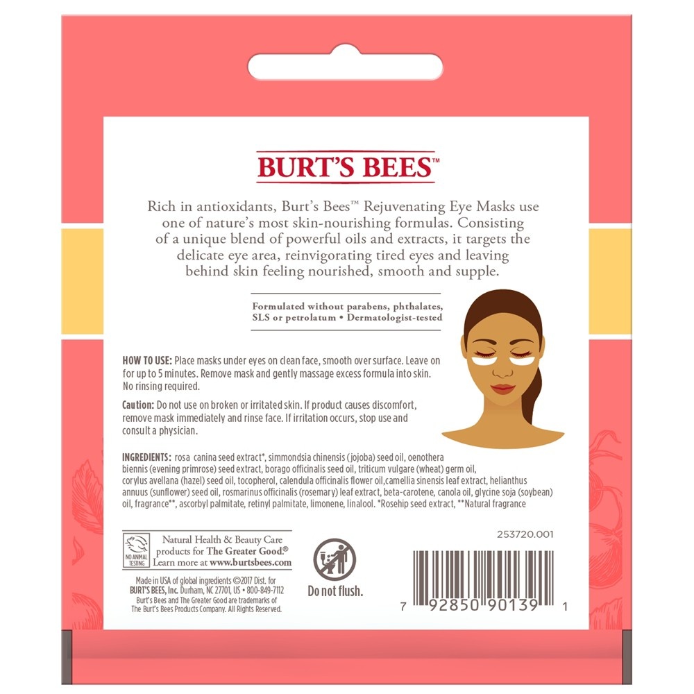 slide 5 of 5, Burt's Bees Rejuvenating Eye Sheet Mask, 1 ct