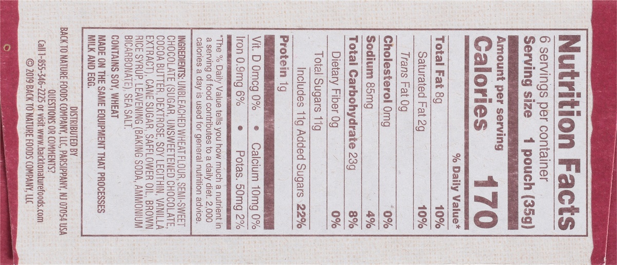 slide 5 of 9, Back to Nature Mini Chocolate Chunk Cookies, 6 ct; 7.5 oz