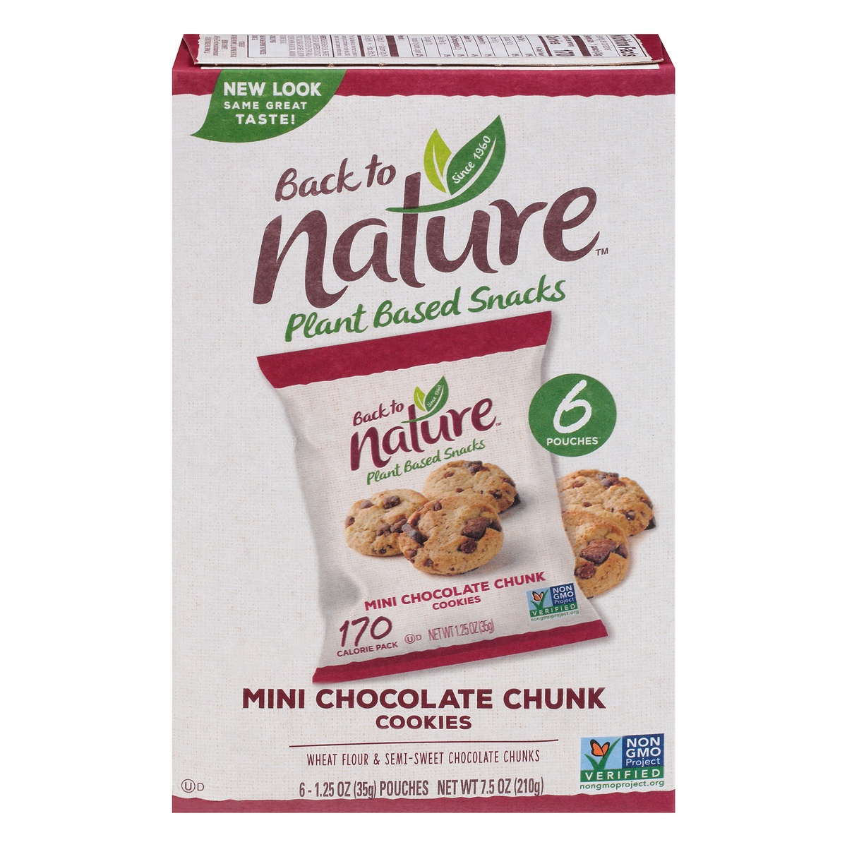 slide 1 of 9, Back to Nature Mini Chocolate Chunk Cookies, 6 ct; 7.5 oz