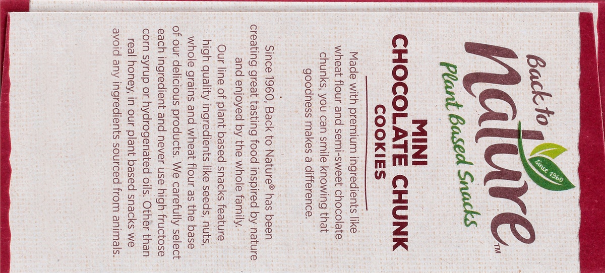 slide 7 of 9, Back to Nature Mini Chocolate Chunk Cookies, 6 ct; 7.5 oz