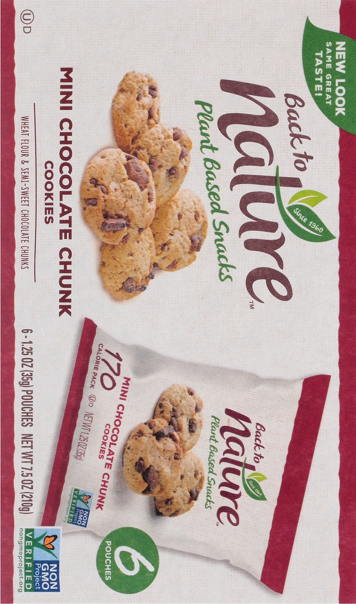 slide 9 of 9, Back to Nature Mini Chocolate Chunk Cookies, 6 ct; 7.5 oz