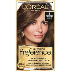 L'oreal Paris Superior Preference Permanent Hair Color 5 Medium Brown Kit - Each