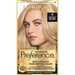 L'oreal Paris Superior Preference Permanent Hair Color 9 Natural Blonde Kit - Each