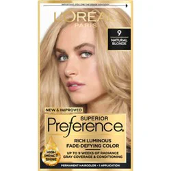 L'oreal Paris Superior Preference Permanent Hair Color 9 Natural Blonde Kit - Each