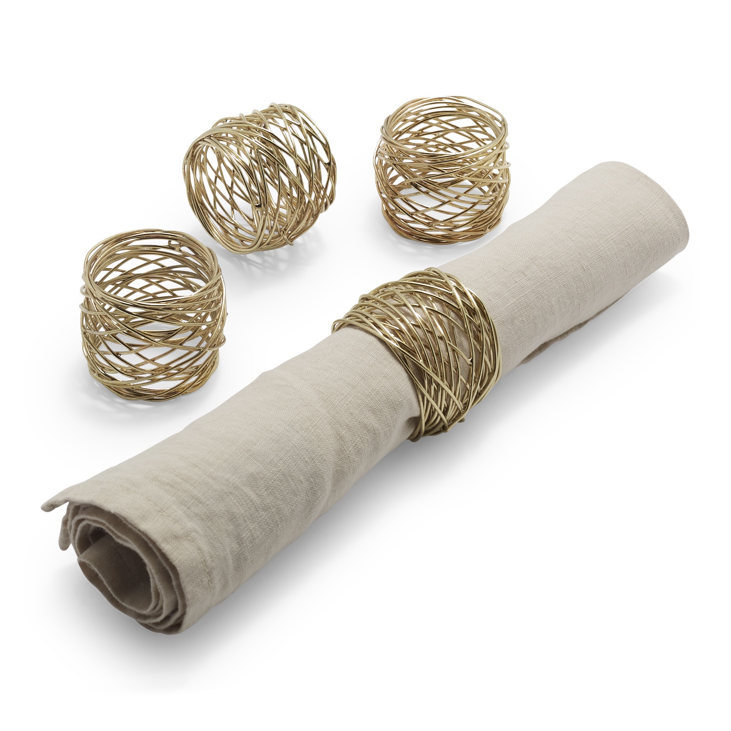 slide 1 of 1, Sur La Table Wire Napkin Rings, Gold, 4 ct