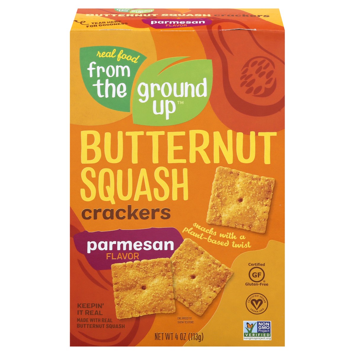 slide 1 of 9, From The Ground Up Butternut Squash Parmesan Flavor Crackers 4 oz, 4 oz