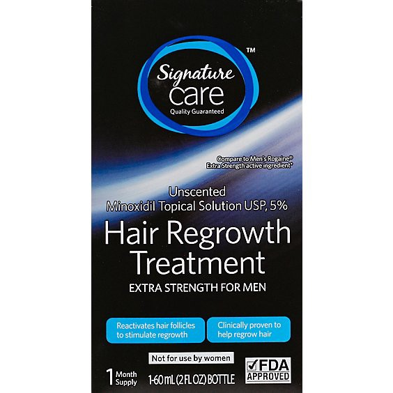 slide 1 of 1, Signature Select/care Hair Regrowth Treatment Extra Strength For Men Unscented - 2 Fl. Oz., 2 fl oz
