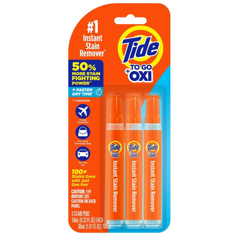 slide 1 of 8, Tide To Go Stain Remover Pen - 3ct/1.01 fl oz, 3 ct, 1.01 fl oz