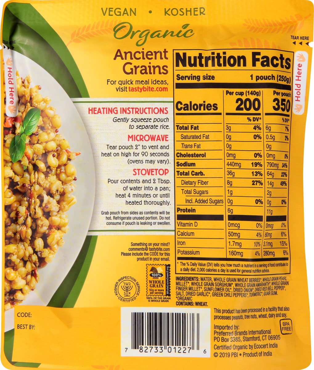 slide 10 of 10, Tasty Bite Organic Ancient Grains Rice, 8.8 oz