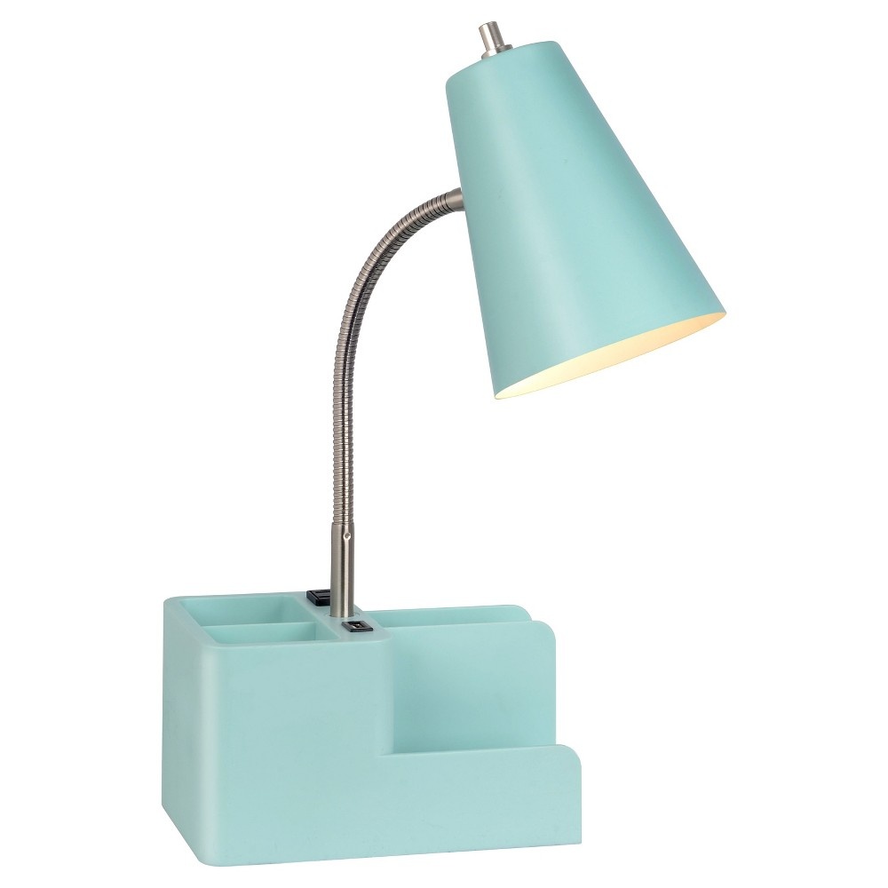 slide 2 of 2, Room Essentials Organizer Desk Lamp Nickel Gooseneck- Aqua, 1 ct