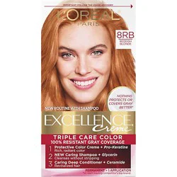 L'oreal Paris Excellence Creme Triple Care Hair Color 8rb Medium Reddish Blonde Kit - Each