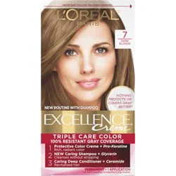 L'oreal Paris Excellence Creme Permanent Triple Care Hair Color 7 Dark Blonde Kit - Each