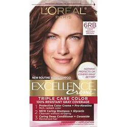 L'oreal Paris Excellence Creme Permanent Triple Care Hair Color 6rb Light Reddish Brown Kit - Each