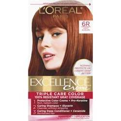 L'oreal Paris Excellence Creme Permanent Triple Care Hair Color 6r Light Auburn Kit - Each