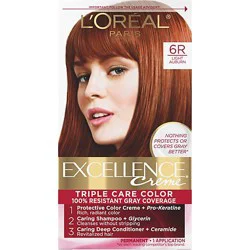 L'oreal Paris Excellence Creme Permanent Triple Care Hair Color 6r Light Auburn Kit - Each
