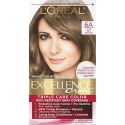 L'oreal Paris Excellence Creme Permanent Triple Care Hair Color 6a Light Ash Brown Kit - Each