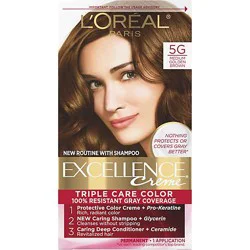 L'oreal Paris Excellence Creme Permanent Triple Care Hair Color 5g Medium Golden Brown Kit - Each
