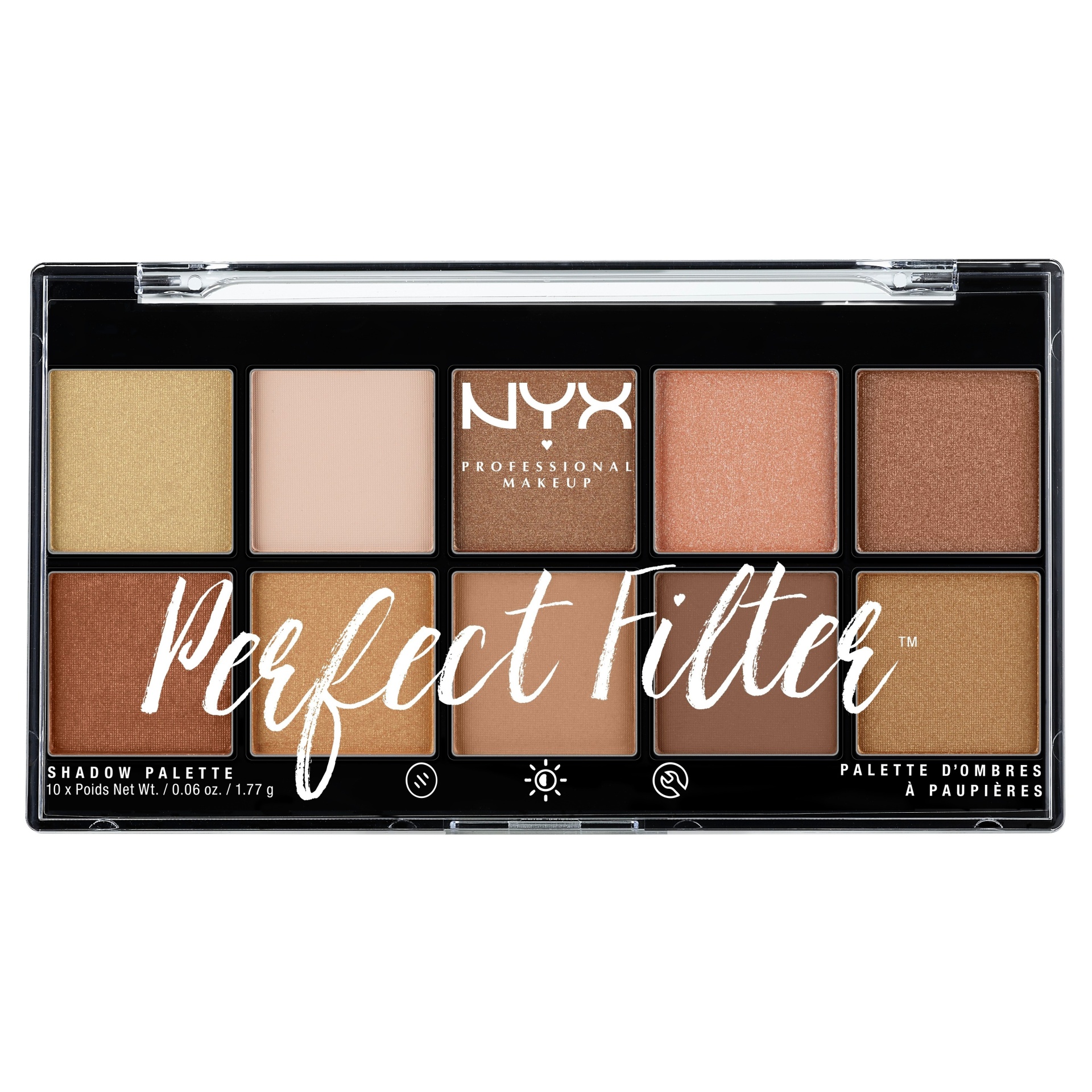 slide 1 of 3, NYX Professional Makeup Professional Makeup Perfect Filter Eyeshadow Palette Golden Hour, 0.6 oz