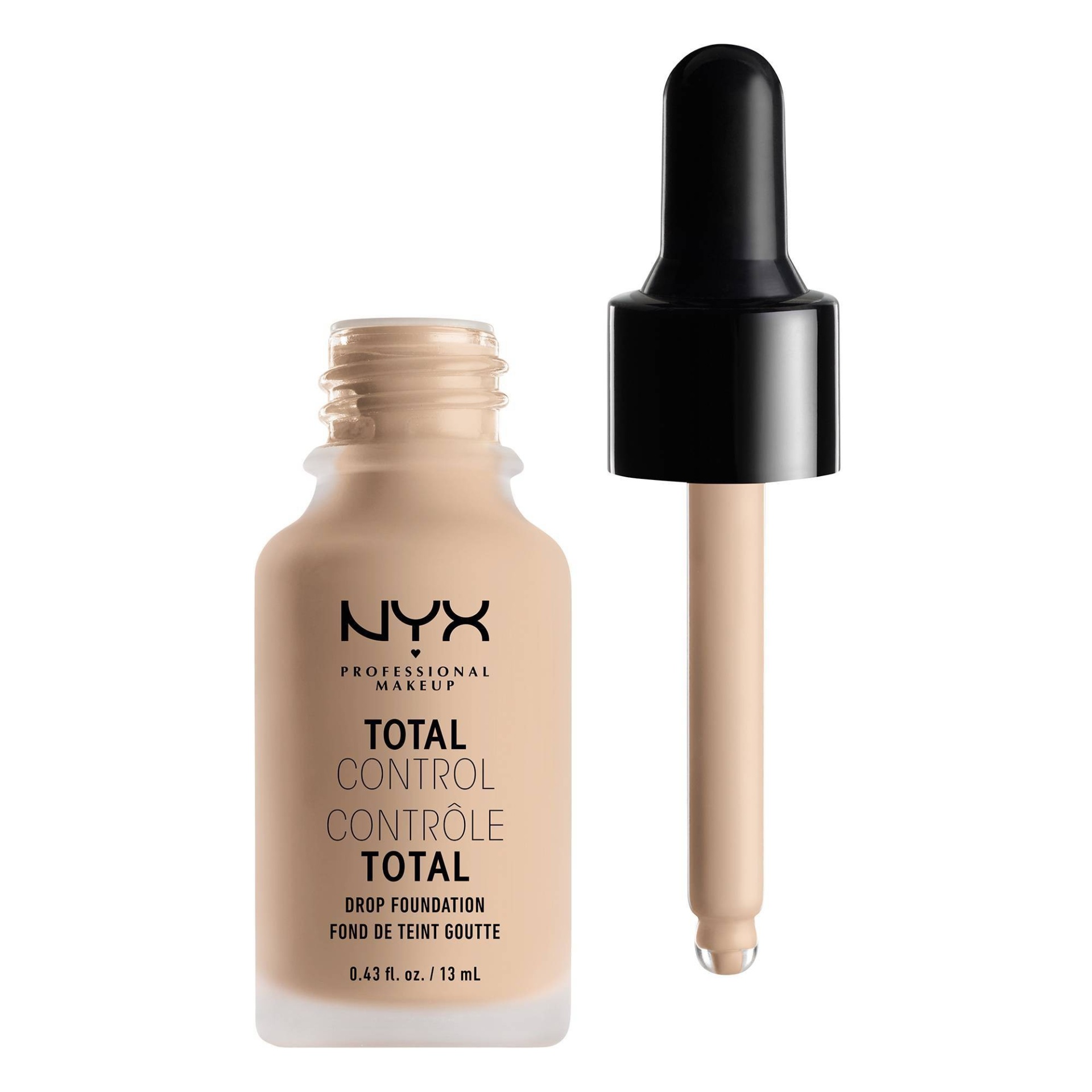 slide 1 of 4, NYX Professional Makeup Total Control Drop Foundation Porcelain, 0.43 fl oz