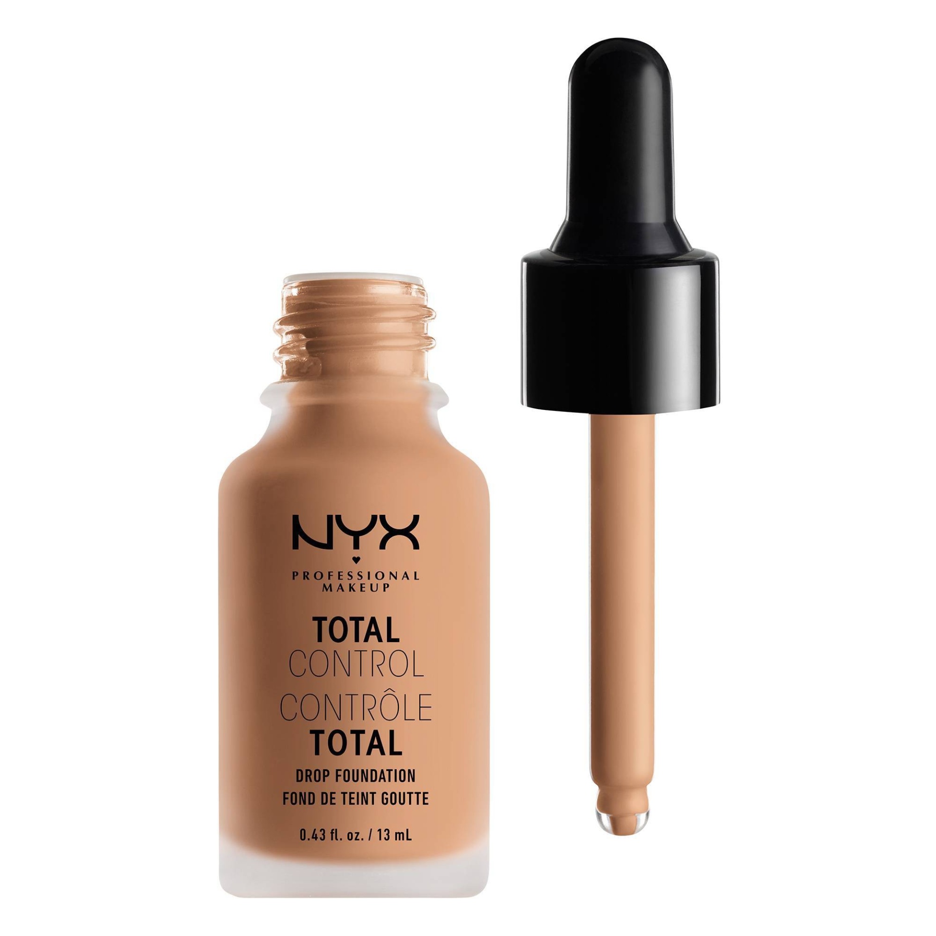 slide 1 of 4, NYX Professional Makeup Total Control Drop Foundation Natural, 0.43 fl oz