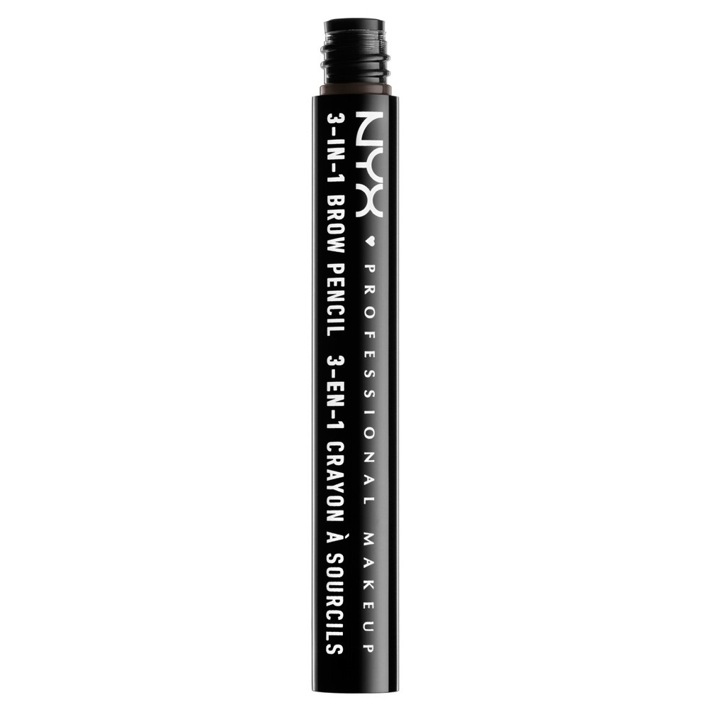 slide 3 of 5, NYX Professional Makeup 3-in-1 Eyebrow Pencil - Dark Brown - 0.05oz, 0.5 oz