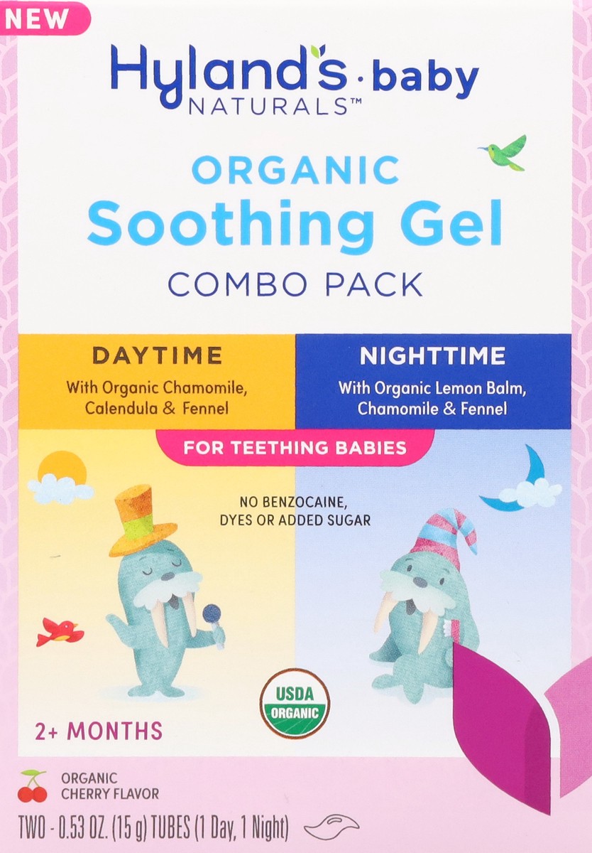 slide 5 of 12, Hyland's Naturals Baby Organic 2+ Months Daytime/Nighttime Cherry Flavor Soothing Gel Combo Pack 2 - 0.53 oz Tubes, 2 ct