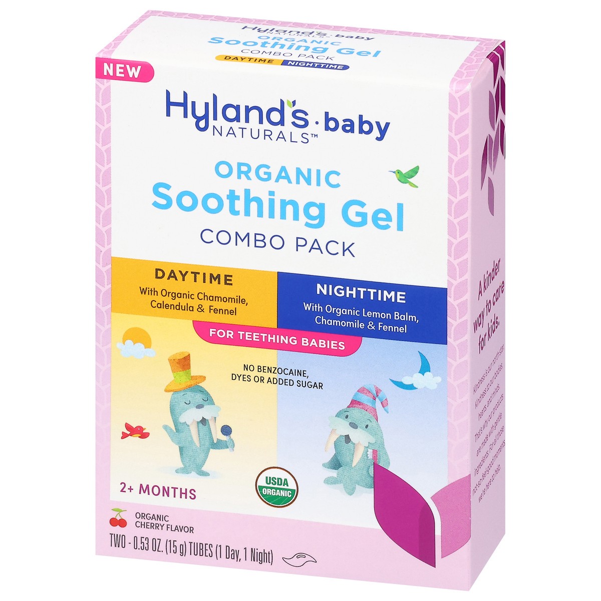 slide 6 of 12, Hyland's Naturals Baby Organic 2+ Months Daytime/Nighttime Cherry Flavor Soothing Gel Combo Pack 2 - 0.53 oz Tubes, 2 ct