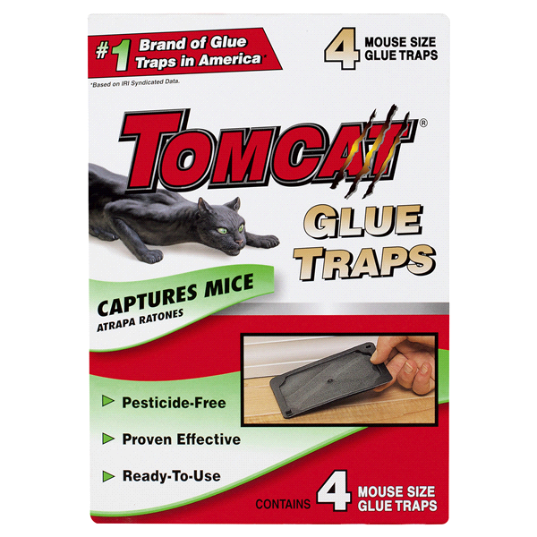 slide 1 of 1, Tomcat Glue Traps, Mouse Size, 4 Traps, 1 ct