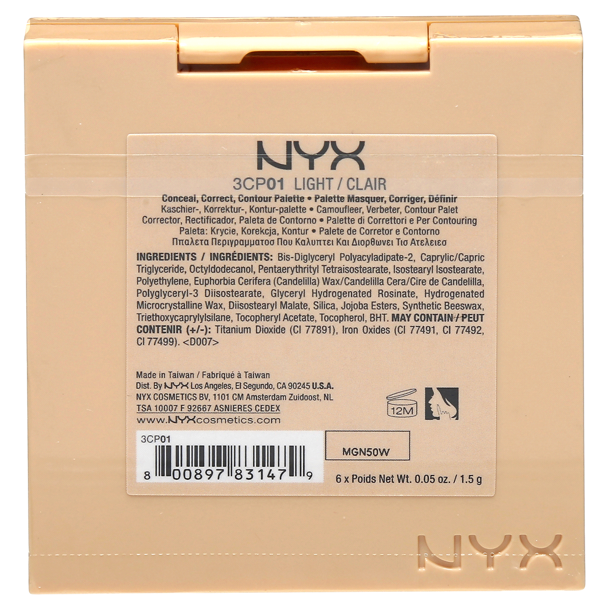 slide 3 of 5, NYX Professional Makeup Color Correct Palette Conceal, Correct, Contour Light, 1 ct