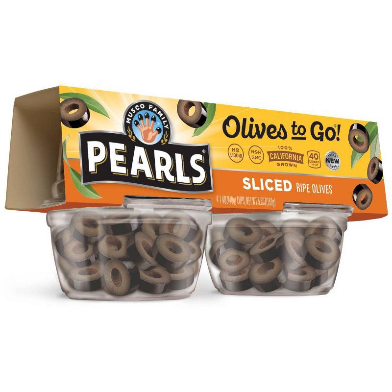 slide 1 of 3, Pearls Olives-to-Go Sliced Ripe Black Olives - 5.6oz/4ct, 4 ct