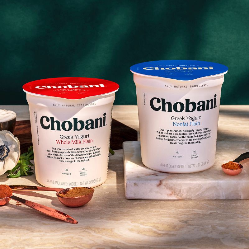 slide 4 of 8, Chobani Whole Milk Plain Greek Yogurt - 32oz, 32 oz