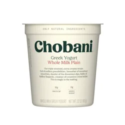 Chobani Whole Milk Plain Greek Yogurt - 15g Protein 32oz