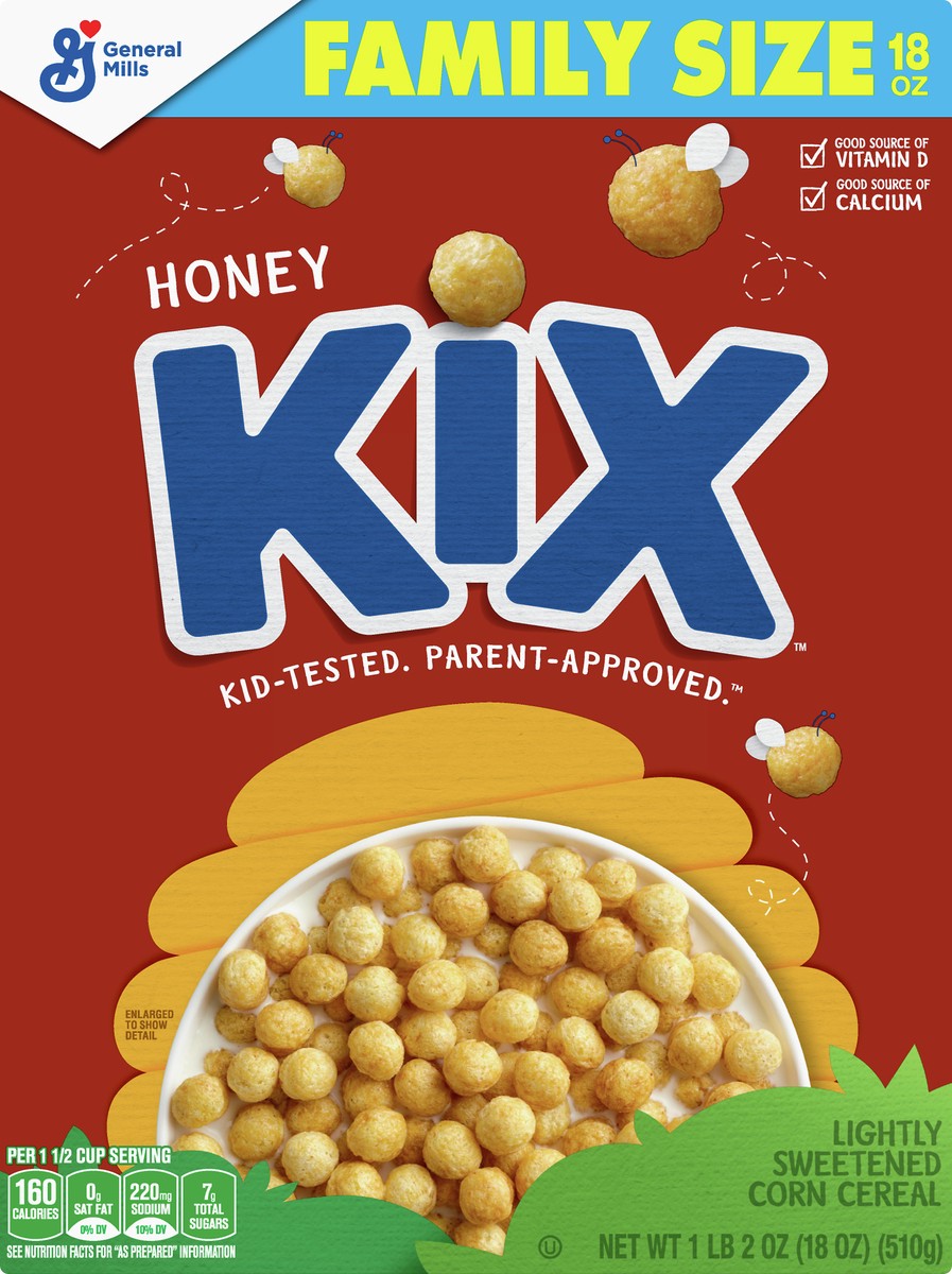 slide 5 of 13, Kix Family Size Honey Cereal 18 oz, 18 oz