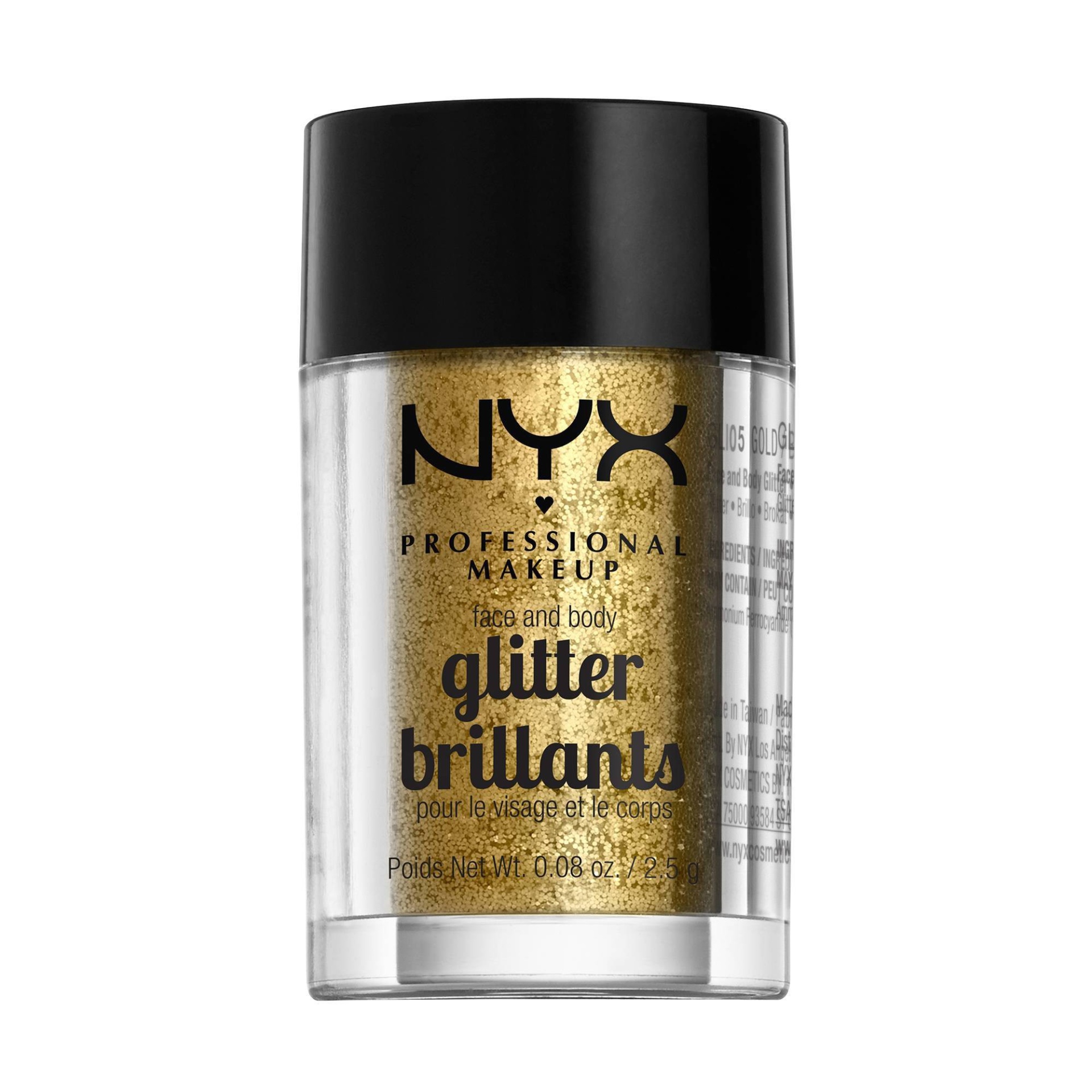 slide 1 of 3, NYX Professional Makeup Face & Body Glitter Gold, 0.08 oz