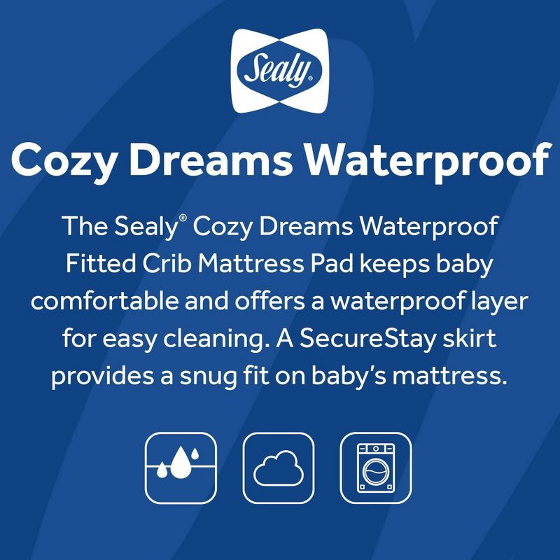 slide 10 of 14, Sealy Cozy Dreams Waterproof Quilted Fitted Crib & Toddler Mattress Pad, 1 ct