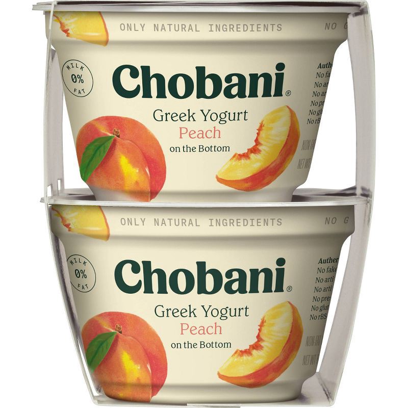 slide 8 of 8, Chobani Peach on the Bottom Nonfat Greek Yogurt - 4ct/5.3oz Cups, 4 ct; 5.3 oz