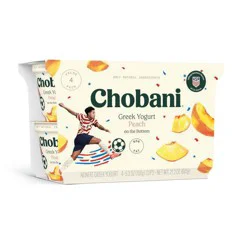 Chobani Peach on the Bottom Nonfat Greek Yogurt - 11g Protein 4ct/5.3oz Cups