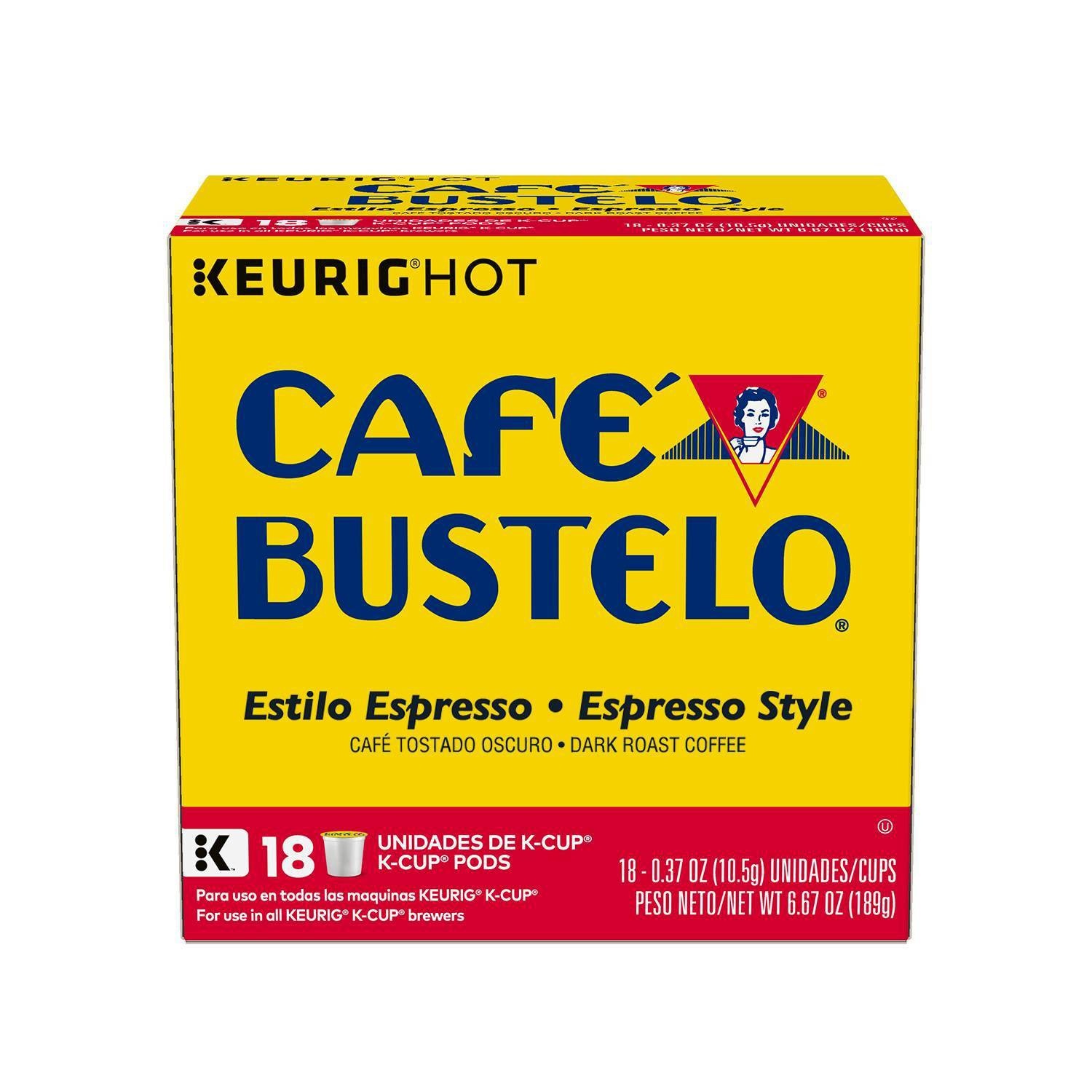 slide 1 of 1, Café Bustelo Espresso Dark Roast Coffee Cup Pods, 18 ct