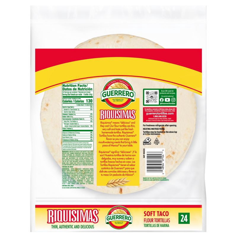 slide 2 of 10, Guerrero Taco Size Soft Riquisimas Flour Tortillas - 24ct/35oz, 24 ct; 35 oz