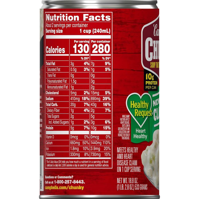 slide 14 of 14, Campbell's Chunky Healthy Request New England Clam Chowder Soup - 18.8oz, 18.8 oz