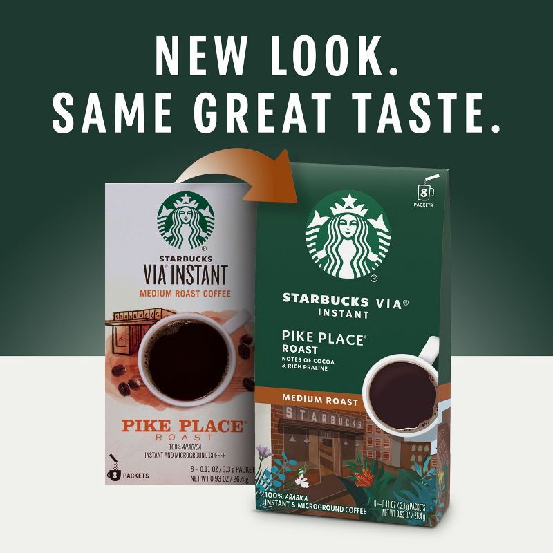 slide 3 of 8, Starbucks VIA Instant Coffee Medium Roast Packets Pike Place Roast Packets - 8ct/0.11oz, 8 ct, 0.11 oz