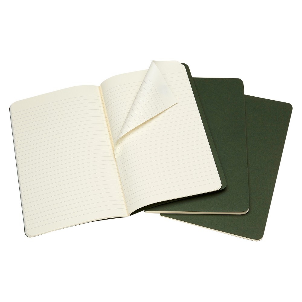 slide 2 of 2, Moleskine Lined Journals Large - Green Cahier Softcover, 3 ct