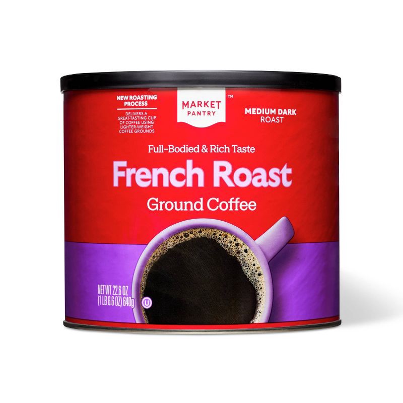slide 1 of 3, French Roast Medium-Dark Roast Ground Coffee - 22.6oz - Market Pantry™, 22.6 oz