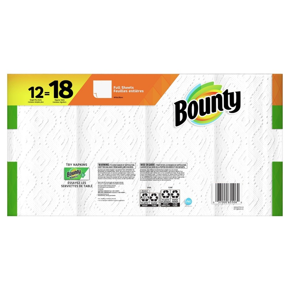 slide 6 of 6, Bounty Paper Towels White - 12 Singles Plus Rolls, 1 ct