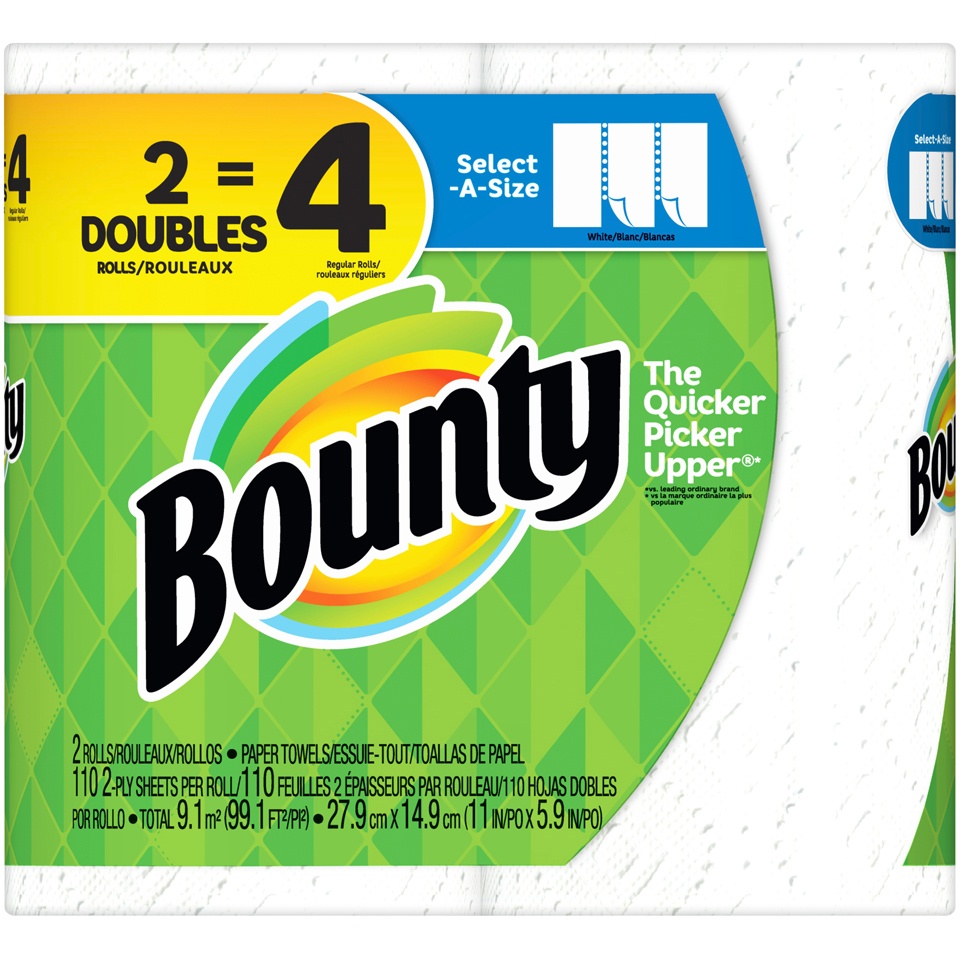slide 2 of 4, Bounty Select-A-Size Double Roll White Paper Towels, 2 ct