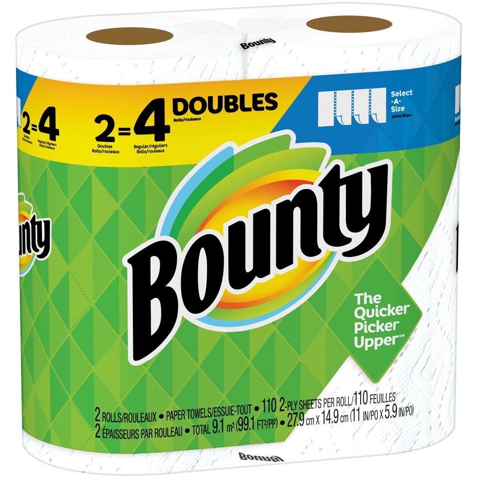 slide 3 of 4, Bounty Select-A-Size Double Roll White Paper Towels, 2 ct