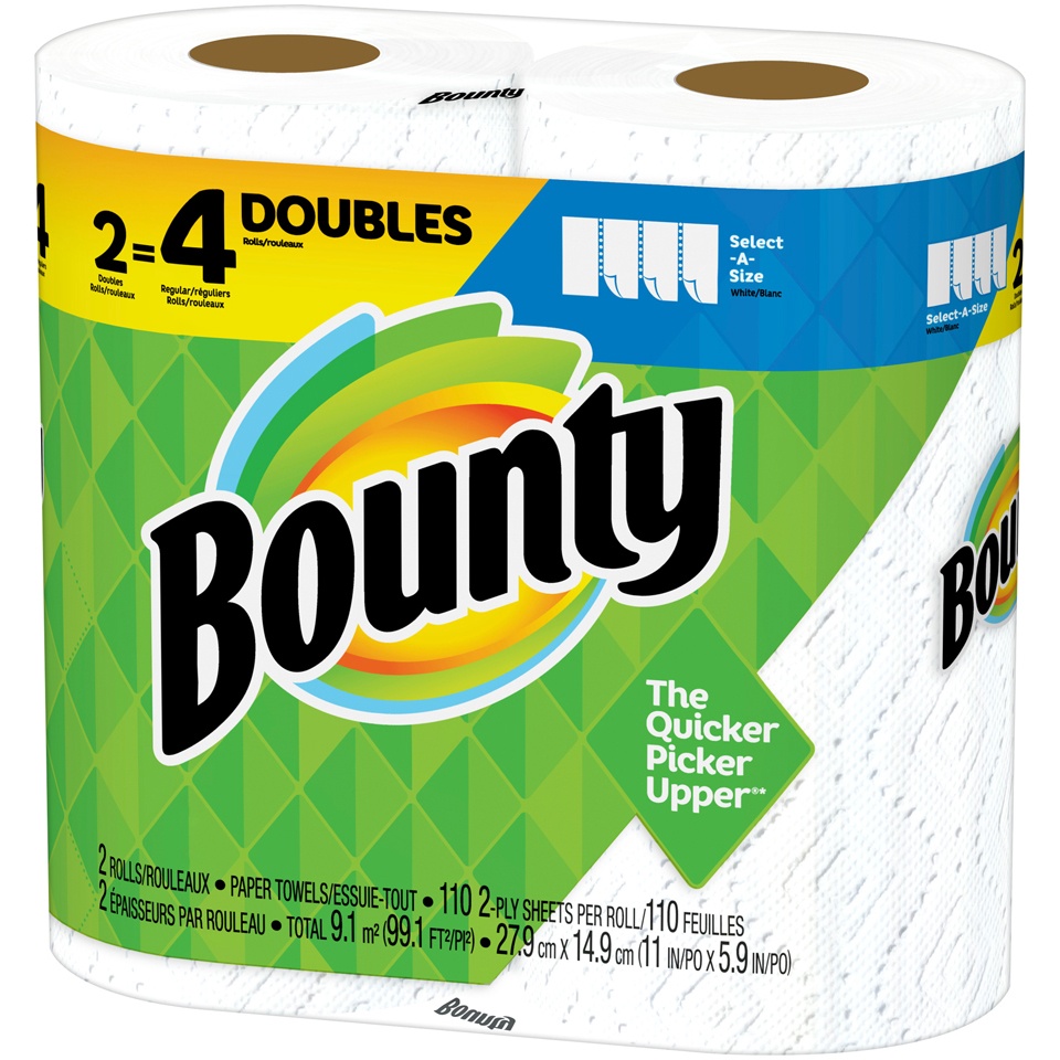 slide 4 of 4, Bounty Select-A-Size Double Roll White Paper Towels, 2 ct